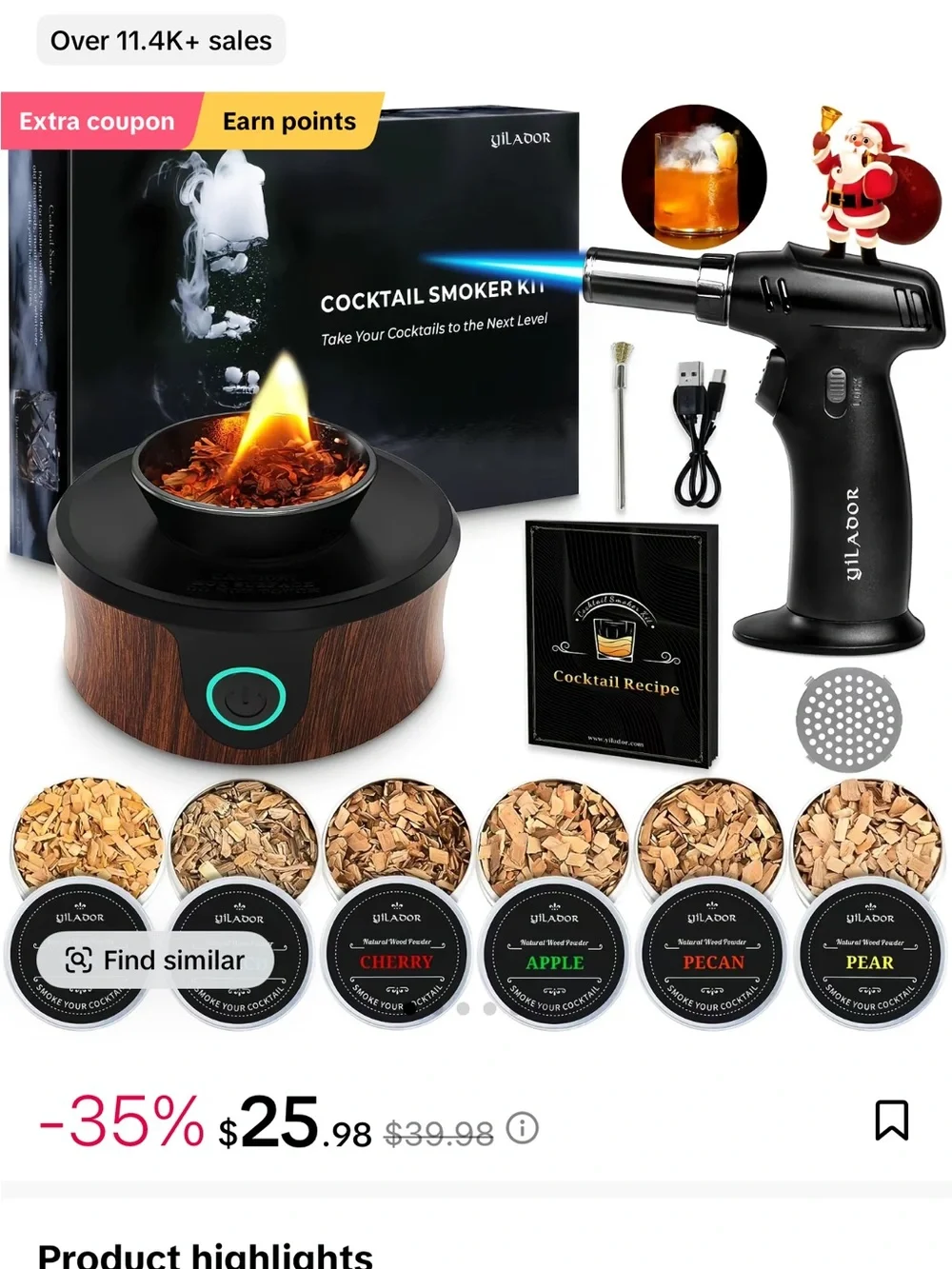Electric Cocktail Smoker Kit, Thicker Smoke for Rich Flavor, 6 Flavors